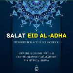 Roma, giovedì 29 giugno: Eid al-Adha (Preghiera del Sacrificio)
