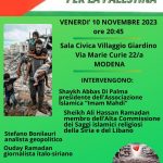 Modena, venerdì 10 novembre: “Pace e giustizia per la Palestina”