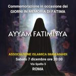 Roma, sabato 7 dicembre: “Ayyam Fatimiyya” (Giorni di Fatima)